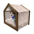 thumbnail image 1 of Tea Party Pet House, Sweets Candies Cookies Fruit and Other Things Cheerful Composition, Outdoor & Indoor Portable Dog Kennel with Pillow and Cover, 5 Sizes, Multicolor, by Ambesonne, 1 of 5