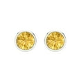 thumbnail image 3 of 1 ct Screw-Back Stud Earrings for Women | 5.0mm Round Cut Natural Citrine | 18K White Gold, 3 of 5