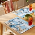 thumbnail image 4 of Coastal Beach Blue Placemats Set of 6 Ocean Starfish Wooden Grain Place Mats Indoor Wipeable Table Mats Washable Cloth Dining Table Placemats for Kitchen Holiday Party Home Decor 13x19 Inch, 4 of 9