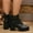 #111-Black, variant on Wowcloth Women's Vintage Ankle Boots – Lace-Up Side Zipper with Platform Chunky Heel, Short Shaft Round Toe Design for Plus Size Fashion Casual Footwear