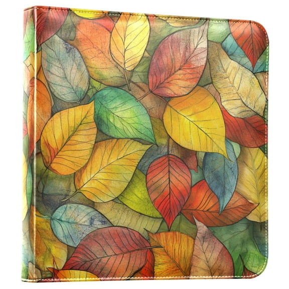FORMRS 3 Ring Photo Album 4"x6" Self Adhesive Large Capacity PU Leather Cover, Retro Autumn Leaves