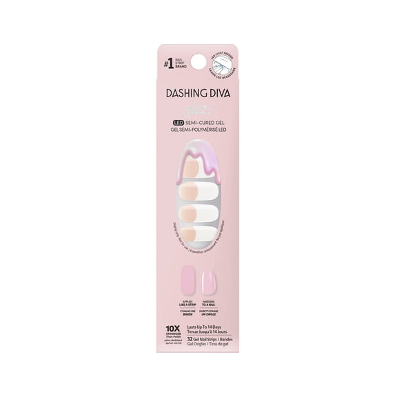 Dashing Diva Glaze French, Semi-Cured Gel Nail Art Strips, Old School (Standard), 32 Count