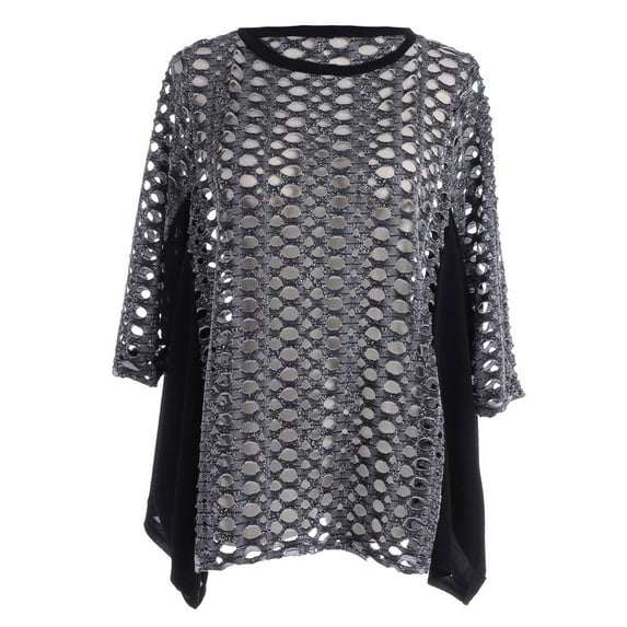 S/M Fit Black Cut Out Holes Side Sheer Flapping Panels Fashion Top