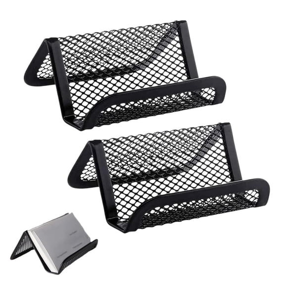 ChenHW Metal Mesh Business Card Holder – 2 Pack Desktop Organizer for Office Desk