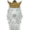 thumbnail image 2 of Polyresin Lion Figurine Decor with Crown and Block Base,Gold and White, 2 of 2
