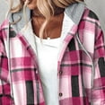 thumbnail image 6 of Sokhug Jackets for Women with Hood Casual Loose Button Down Buffalo Plaid Flannel Shirts Fall Winter Fashion Shacket Coats, 6 of 6