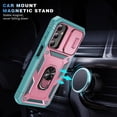 thumbnail image 3 of for Samsung A26 Case,With Slide Camera Cover,2X Screen Protector,Metal Kickstand Holder Heavy Duty Shockproof Phone Cover For Galaxy A26 6.7"(Pink/Green), 3 of 7
