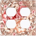 thumbnail image 2 of Metal Light Switch Wall Plate Outlet Cover (Pink Red Rose Bouquet Flower Light Brown - Double Duplex), 2 of 2