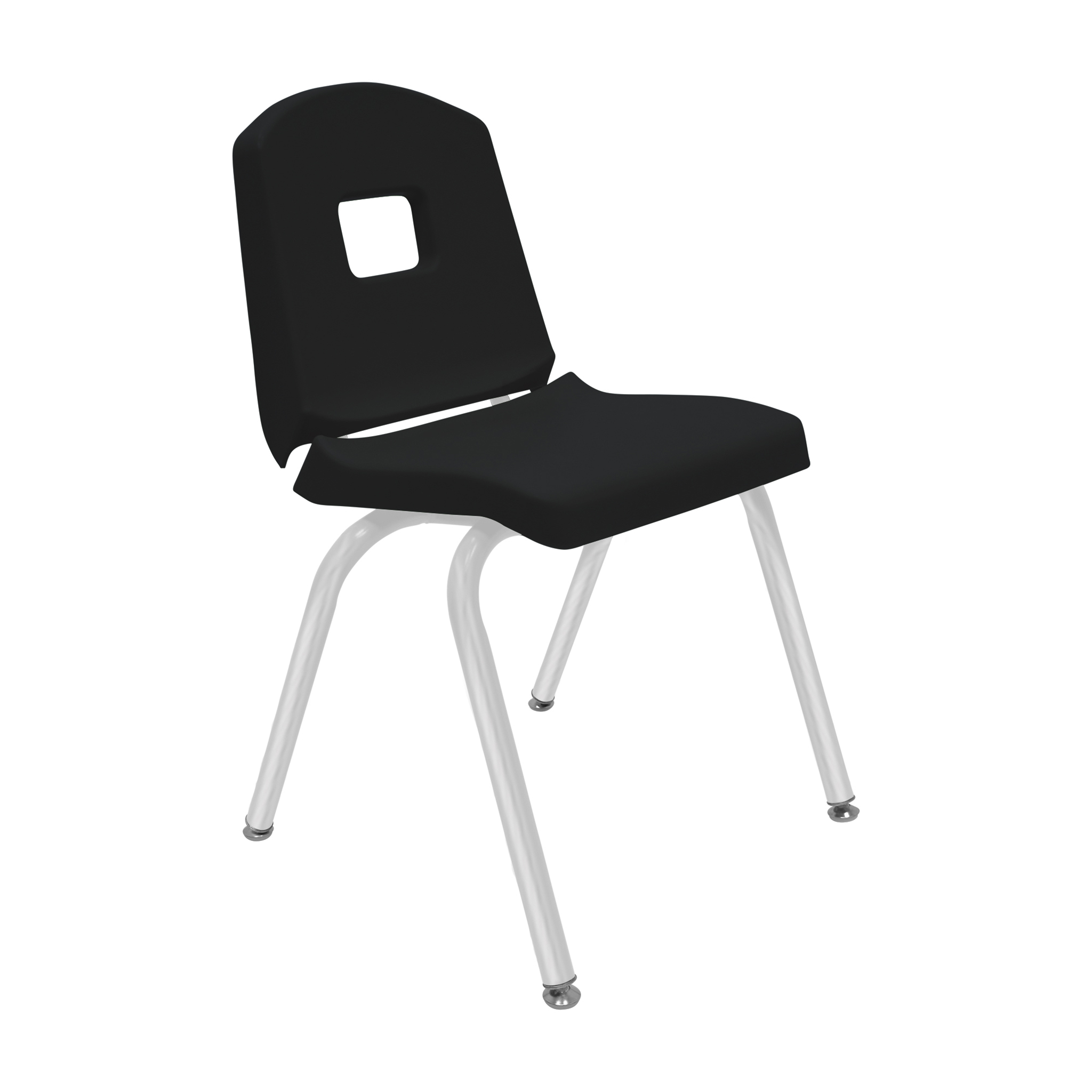 16" Creative Colors Split Bucket Chair in Black with Platinum Silver