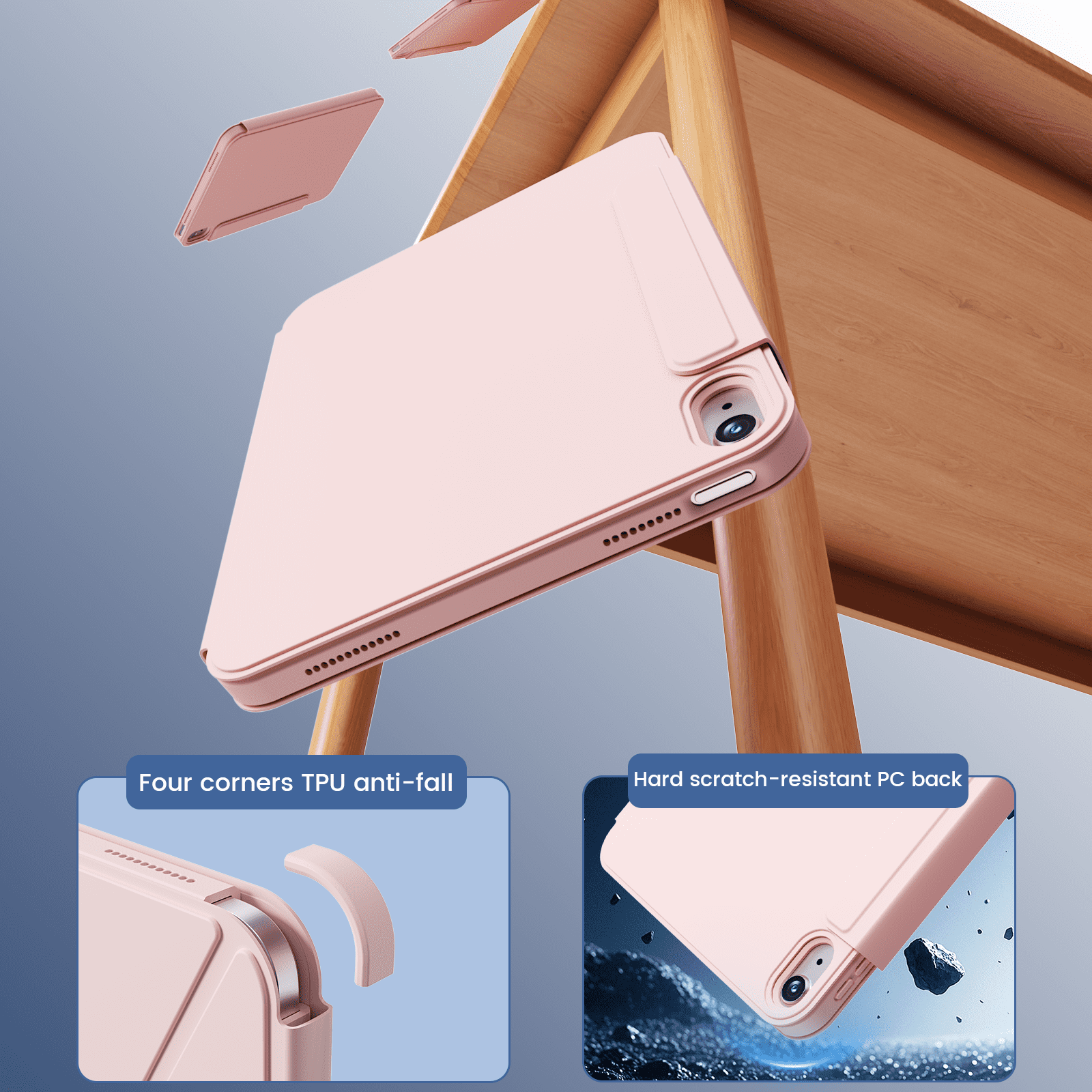 KVTVOU Case for iPad (A16) 11th Generation 11 Inch 2025, iPad 10th Generation 10.9 inch 2022 with Pencil Holder, Auto Wake-Sleep,Clear Acrylic Back Shell, Magnetic attraction increases,Pink