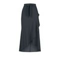 thumbnail image 6 of QATAINLAV Women's Elegant Wrap Maxi Skirt Tied High Waisted Asymmetrical Ruffle Hem Long Skirts Prom Party Formal Evening Clothes, Navy, L,, 6 of 7