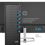 HP S01-pF2003wb Slim Desktop Computers, Intel Core i3-10105, 8GB Ram, 256GB Ssd, Black 27 in Desktop Bundle, Dark Black, Windows 11