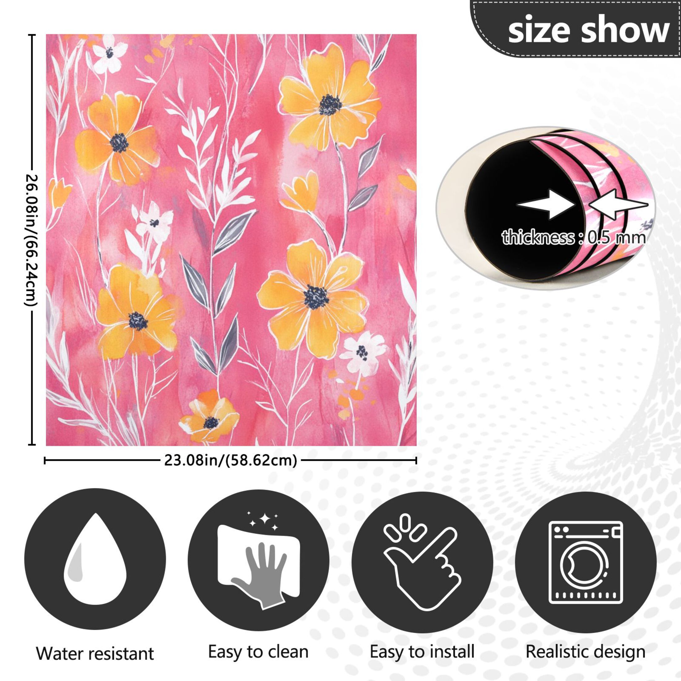 Dishwasher Magnetic Sticker 23x26 Inch Refrigerator Magnetic Sticker Washing Machine Magnetic Sticker Kitchen Panel Magnetic Sticker Home Decor Beautiful Cartoon Yellow Flowers