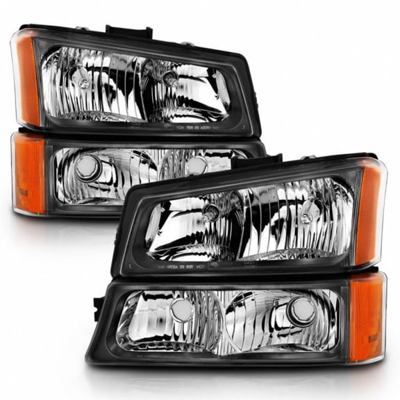 ANZO For Chevy Silverado 1500/2500/3500 2003-2006 Crystal Headlight Black Amber | 111452