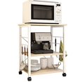 thumbnail image 2 of DlandHome Standing Baker's Racks Appliance Table Small Rolling Kitchen Cart Microwave Cart Stand, 3-Tier Kitchen Baker's Rack Utility Cart Microwave Stand Kitchen Shelf, W4-Maple, 2 of 4
