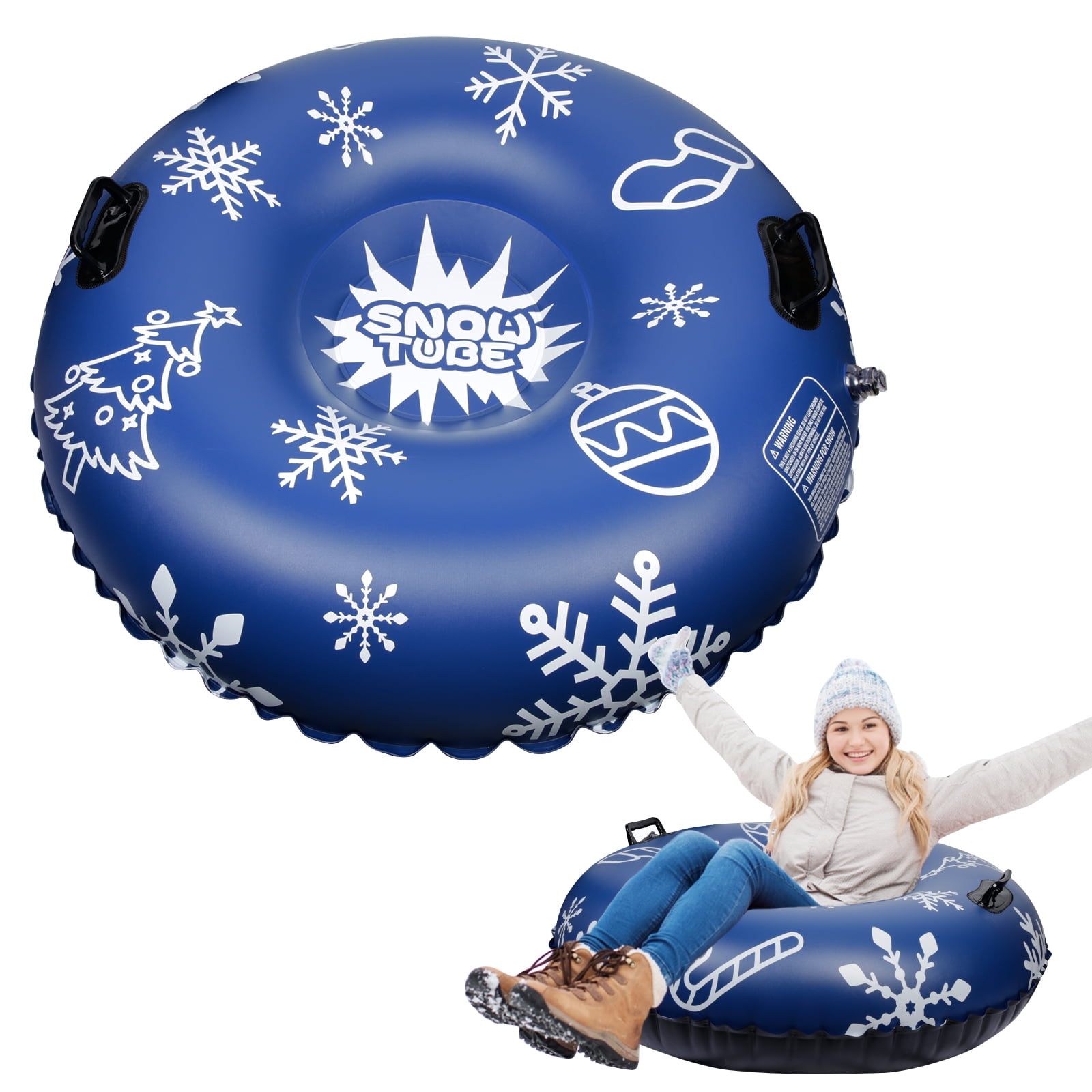 HEJULIK Snow Tube Super Big Inflatable Snow Sled Heavy Duty Snow Tube for Sledding Outdoor