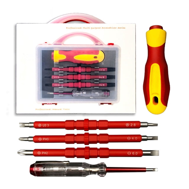 Juego de destornilladores electrónicos 5 en 1, kit de destornilladores multifuncionales aislados para mantenimiento