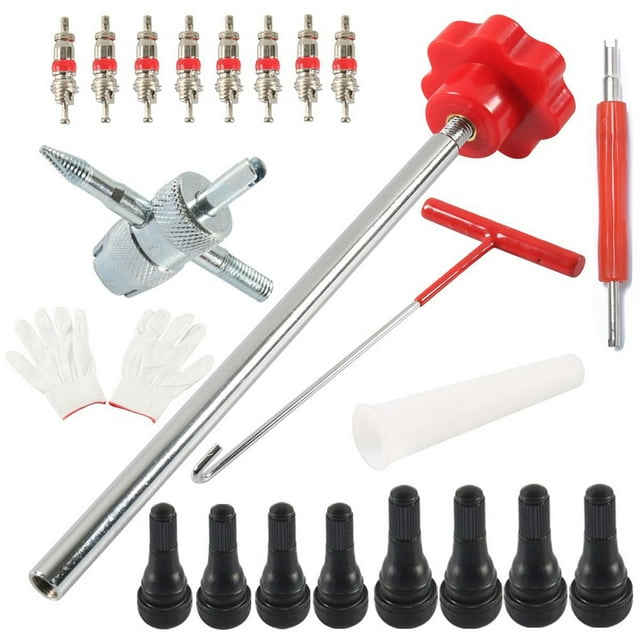 Yimiti 22Pcs Quick Change Tire Valve Tool Kit Fit For Cars,Atvs,Trucks,Motorcycles,Etc.,Red