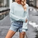 thumbnail image 1 of Suéter de cuello redondo para mujer, moda, suelto, talla grande, color, manga larga, tops, suéter para mujer, 1 of 4