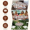 thumbnail image 7 of Red Blue Floral Round Tablecloth, Fitted Table Cover with Elastic for 55"-60" Round Tables, Modern Watercolor Flower Leaf Plant Table Cloth Outdoor Indoor Dinning Party Waterproof Tablecloths, 7 of 7
