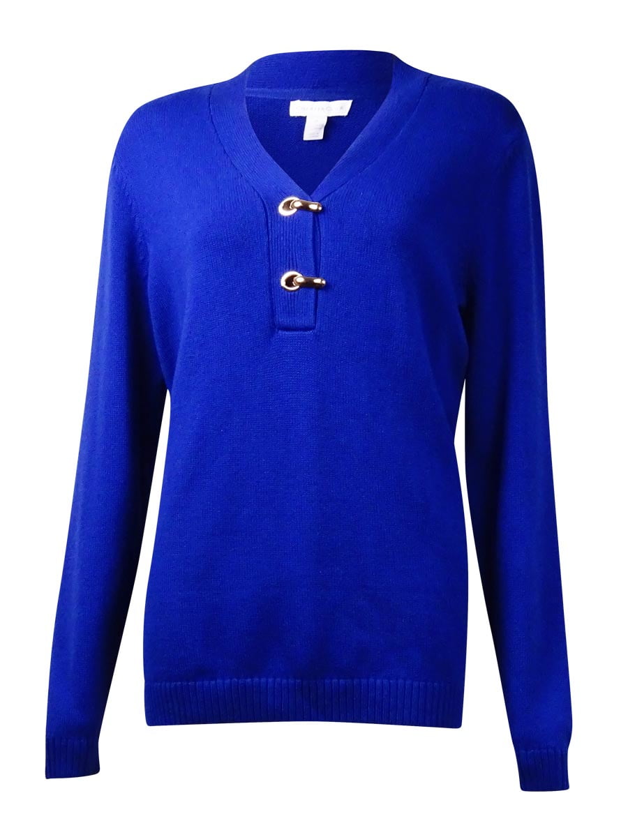 Charter Club Women's Hardware-Detail Knit V-Neck Sweater - Walmart.com