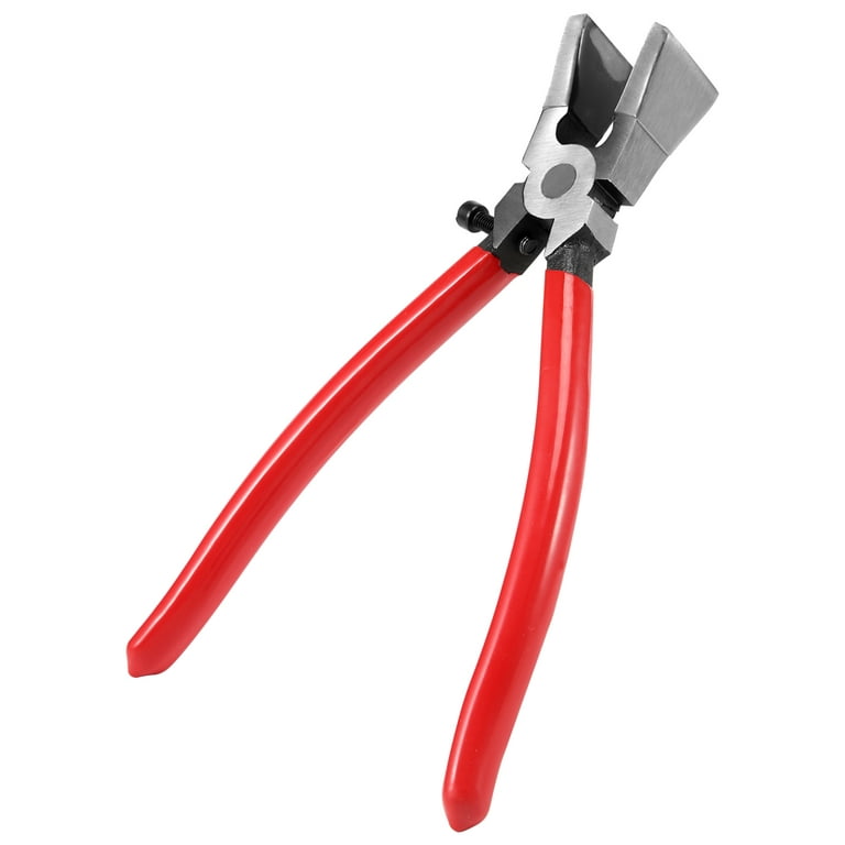 Winyuyby Handle Breaking Cutting Glass Pliers Stained Glass Tools Flat End Glass Pliers Flat Glass Trimming Pliers Hand Tool Red