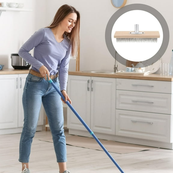 LABRIMP Stainless Steel Deck Scrub Brush With Long Handle 1Pcs Multi Cleaning For Concrete Floors And Kitchen Tiles