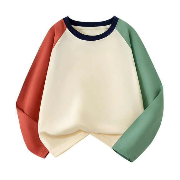 WhouRiu Toddler Girls Sweatshirt Colorblock Raglan Sleeve Pullover Shirt Soft Loose Comfy Casual Sweatshirt Green,Sized 3-4