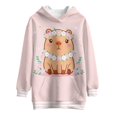 thumbnail image 4 of Psesaysky Girls Capybara Flower Cute Print Hoodie Toddler Oversized Hooded Sweatshirt Cute Graphic Casual Pullover Tops with Pockets for 7-8 Years, 4 of 7