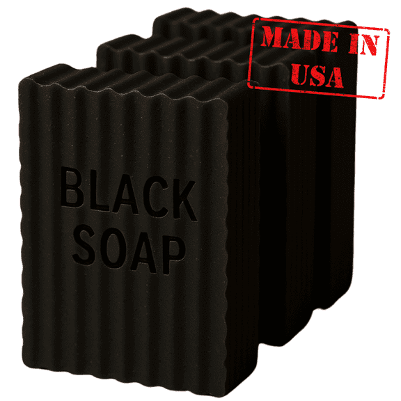 Back2Naturalness African Inspired Black Soap Bars  – Unscented – 3 Pack – For Men & Women