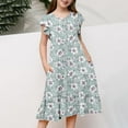 thumbnail image 5 of Riecok Summer Dress for 6 - 15 Year - Old Girls: Short - Sleeved Round - Neck, Easter Print, Waist - Tightening, Pocketed and Tiered Multicolor 14-15 Years, 5 of 5