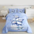 thumbnail image 2 of Castle Fairy 3-Piece Queen Size Comforter Set - Blue Snowman Christmas Print, 2 of 8