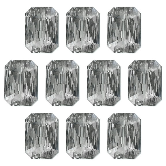 Uxcell 10 Pack Rectangle Crystal Glass Beads, Faceted Glass Beads Clear Loose Craft Flat Square Shape Spacer Bead for DIY Bracelet Necklace Keychain Making, Metallic Black