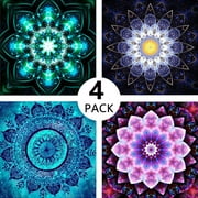 Ueasy 5D DIY Diamond Painting Set Decorating Cabinet Table Stickers Crystal Rhinestone Diamond Embroidery Paintings Pictures for Study Room Flower Painting 4 Pack