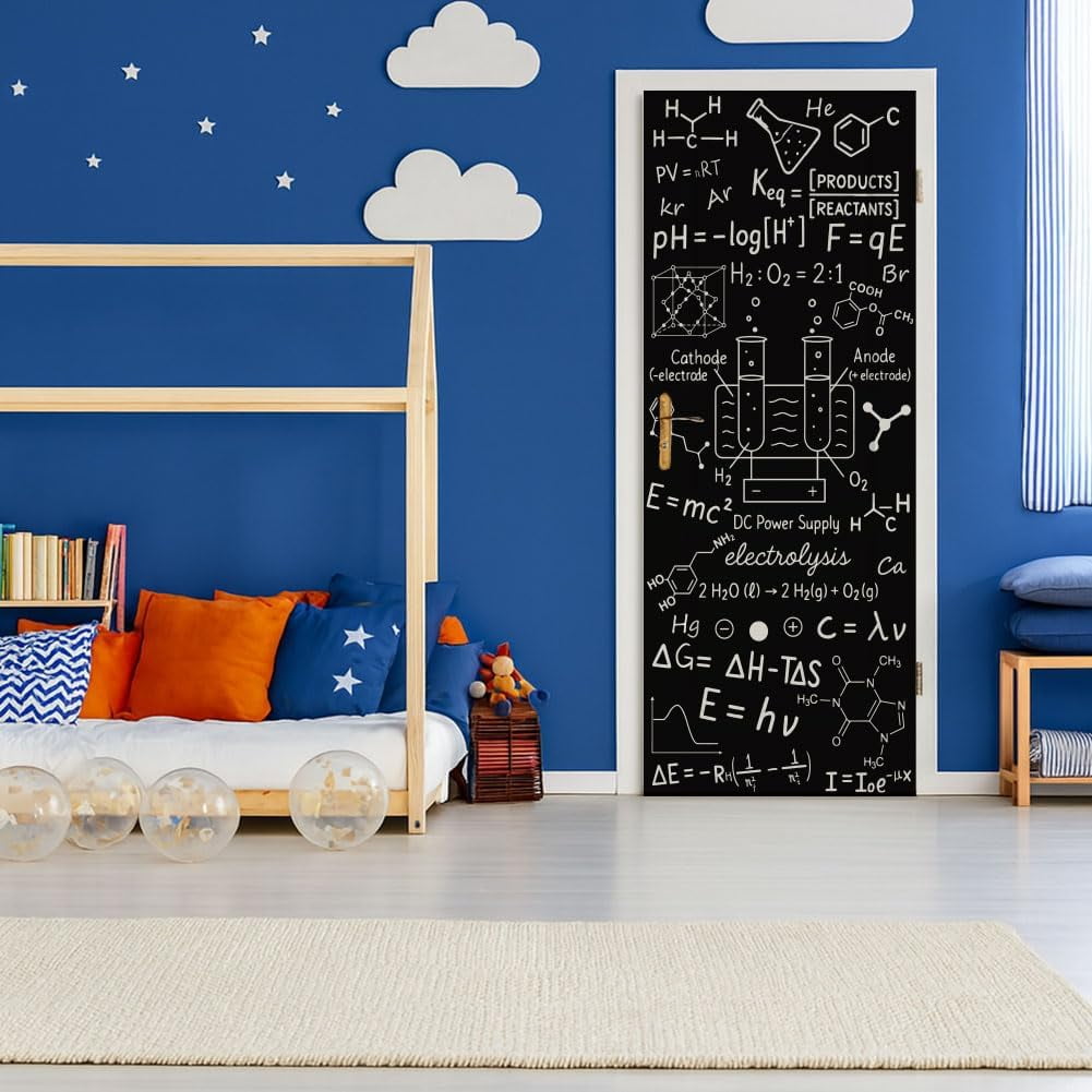 2 Sheet Formula Print Removable Refrigerator Wraps Self-Adhesive Fridge Stickers Peel and Stick Vinyl Fridge Decals Sticker Multi-color
