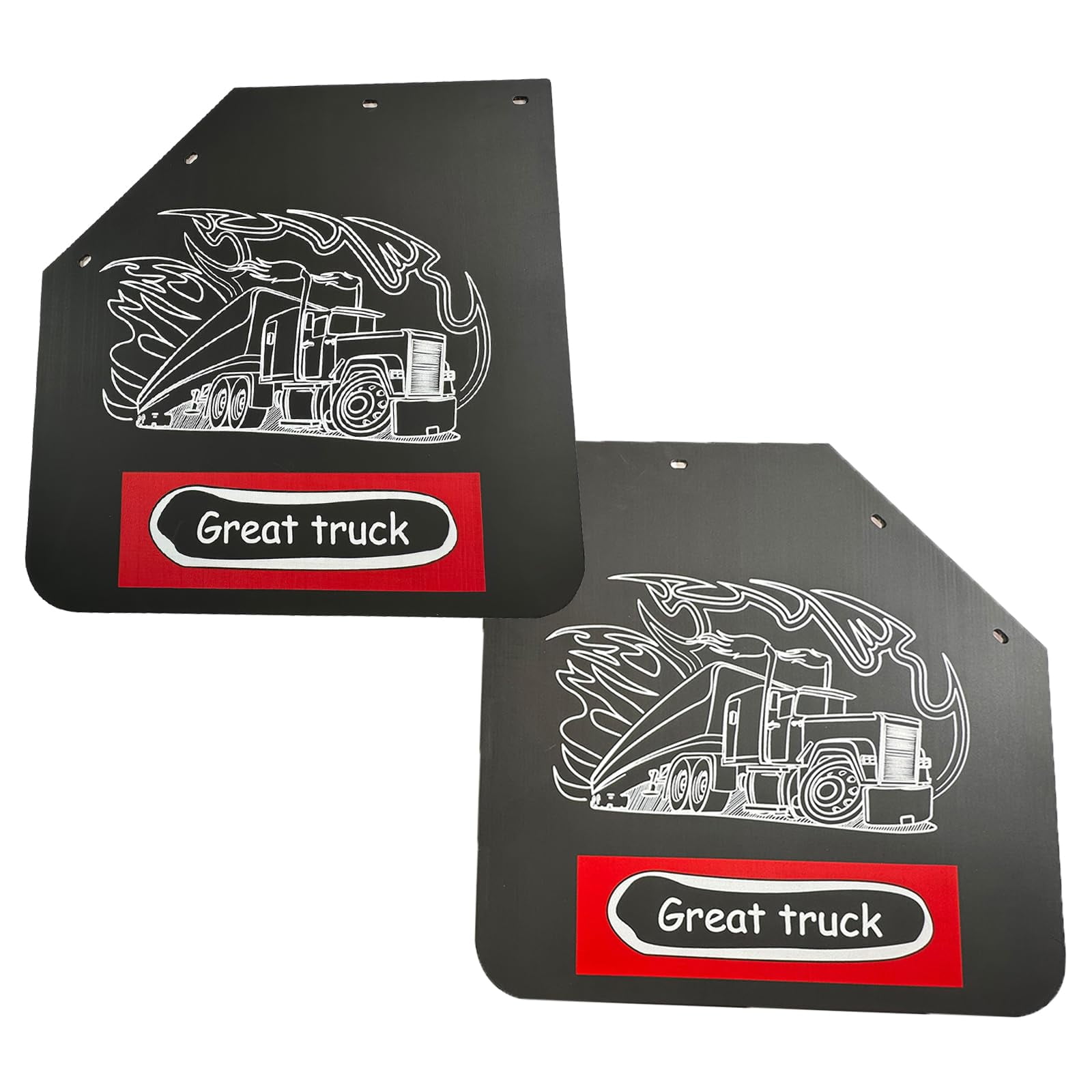 BST BSSP 2PCS Angled Mud Flaps for Semi Trucks Tractor Trailer Heavy Duty Polymer Rubber Mudflaps Splash Guard, 24 x 24 in, Black Color Great Truck Pattern Design