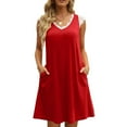 thumbnail image 3 of Vestido casual de verano con cuello en V,Vestido con cuello en V para mujer Vestido cosido de encaje Vestido corto casual con cuello en V Construido para el futuro, 3 of 6