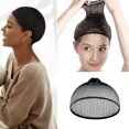 thumbnail image 4 of 15 Uds. Gorra de peluca de malla negra, parte superior abierta, gorra de red de nailon, gorra de peluca de malla de cúpula, gorras de pelo, 4 of 5