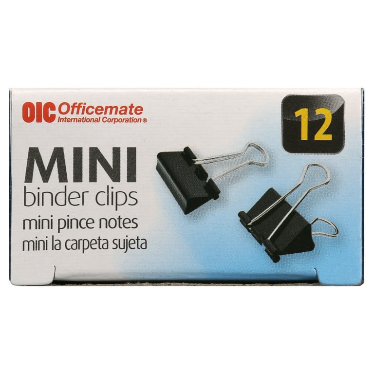 Officemate Mini Binder Clips, Black, 144 Pack (12 Boxes of 1 Dozen