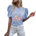 thumbnail image 1 of Gibobby Casual Playera de Manga Corta para Mujer Camiseta manga corta con cuello redondo y estampado flores para mujer(BU2,M), 1 of 5