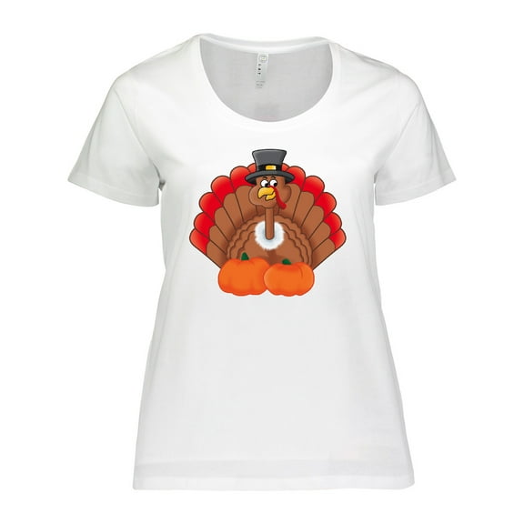 Inktastic Thanksgiving Turkey with Pumpkin Women's Plus Size T-Shirt