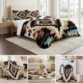 thumbnail image 6 of King Quilt Set 96''x106'', Boho Brown Teal Red Lightweight Bedspread Coverlet Set with 2 Pillow Shams, Southwestern Geometric Art Vintage Breathable All Season Quilt Bedding for Bedroom/Guest Room, 6 of 9