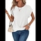 thumbnail image 2 of Camisetas para Mujer, con Mangas Murciélago Lisas y Dobladillo Cruzado, Informales, Ajustadas y A , Blancas, Talla XXL, 2 of 7