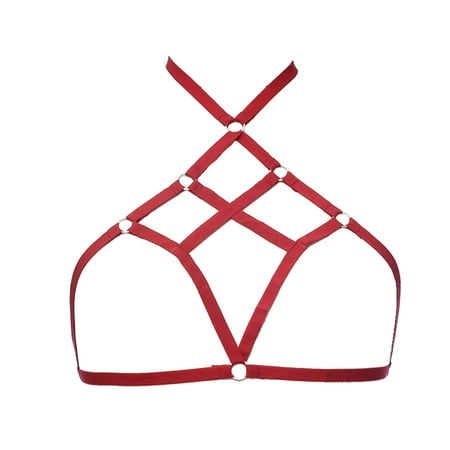 

Toma Cage Bra Erogenous Resilience Premium Material Underwear Impressive Strappy Firmness Mysterious Unique Design Harness Bras red