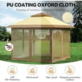 thumbnail image 2 of Homhougo 12'x12' Gazebo Outdoor Pop up Canopy Tent with Curtains and 144 Square Shelter for Patio,Backyard Party, with Mosquito Netting, 2-Tiered Vented Top (Beige), 2 of 7