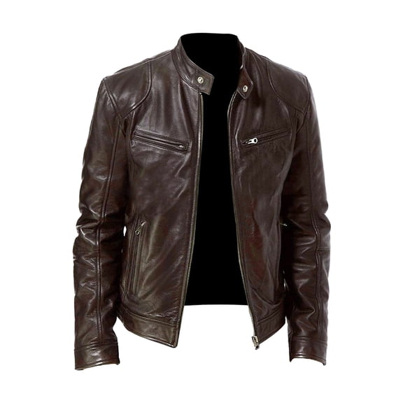 Minnieouse Chaqueta de motocicleta de apariencia fresca Chaquetas de chaqueta de motocicleta para hombre de aplicación amplia y cálida a prueba Abrigos y chamarras marrón METRO