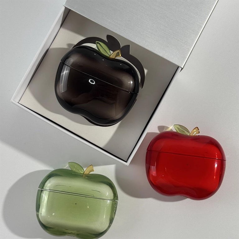 Apple green headpiece with charging case Amazon.com: Apple-Shaped Wireless Earbuds Case,Transparent  main image 3
