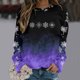 thumbnail image 3 of Gibobby Sudadera de Navidad para mujer Sudadera casual de manga larga con cuello redondo y estampado de de nieve degradado para Mujer(Morado,M), 3 of 4