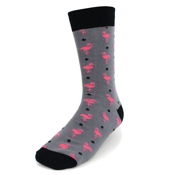 Men's Gray Pink Flamingos Novelty Socks