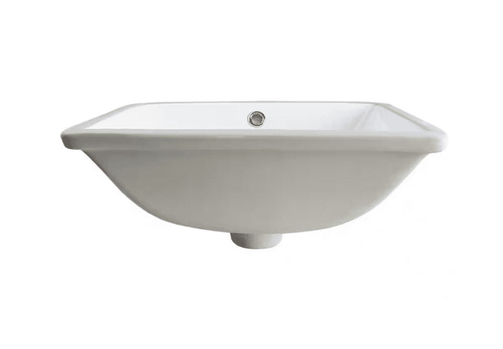 Undermount Bathroom Sink 18"x13" Rectangular Vessel Sink White Ceramic with overflow
